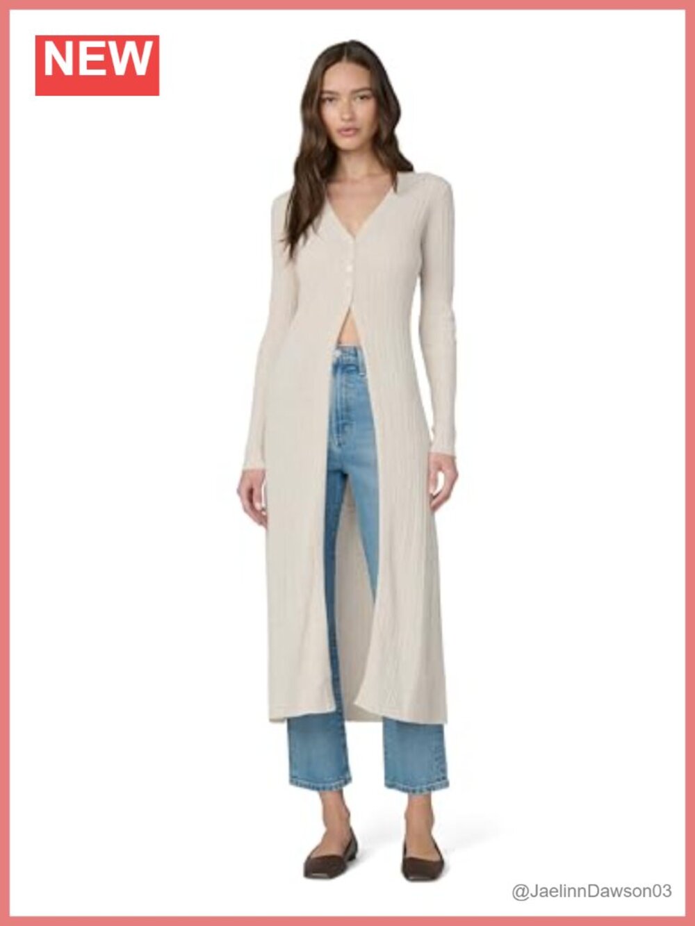 Slim Fit Linen Cotton Duster Cardigan Maxi Length V-Neck Button Front